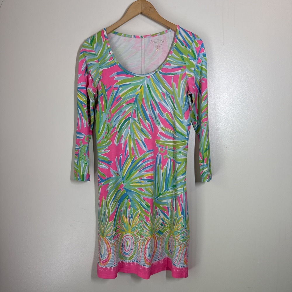 Lilly Pulitzer‎ Beacon Dress Tiki Pink Print Size S Preppy Coastal